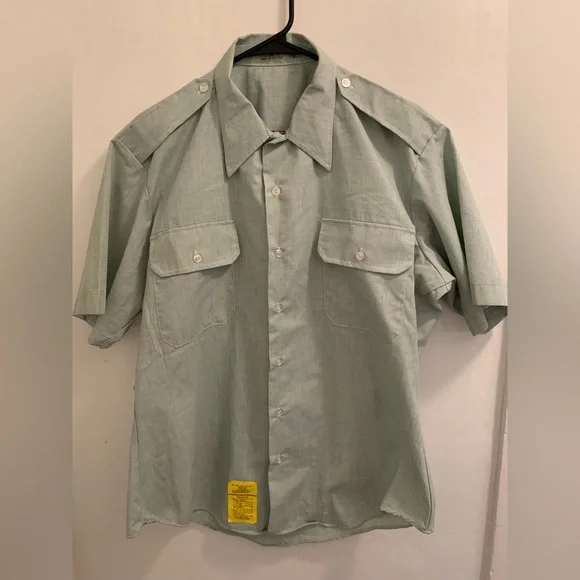 army dress green short sleeve shirt AGSU Dress Shirt Short Sleeve Army Green Service Uniform For Males USE –  Bradley's Surplus main image 1